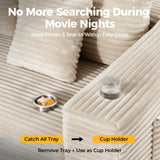 CAMMOO 108” Cloud Sectional Couch in One Box, Compressed Modern Modular Sectional Sofa with Deep Seat, Corduroy Boneless Couches with Chaise, L-Shaped Sofa for Living Room, 4 Storage Pockets(Beige) CAMMOO