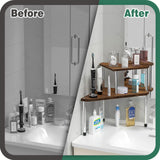 Weenson Bathroom Organizer Countertop, Bathroom Sink Organizer for Toiletries, Makeup, Skincare, Bamboo 2-Tier Kitchen Countertop Organizer for Spice Salt (Brwon) Weenson