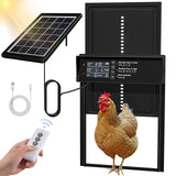 Solar Chicken Coop Door, Automatic Chicken Door Solar Powered & USB Charging, Auto Chicken Door 4 Modes with Timer & Light Sensor, Anti-pinch & Alert, Remote, LED Screen, Aluminum Waterproof Coop Door Shikha