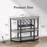 Zarler Bar Table Cabinet, Home Mini Bar Cabinet for Liquor, Metal Wine Bar Stand with 4-Tier Storage, Easy to Assemble, Light Grey Zarler