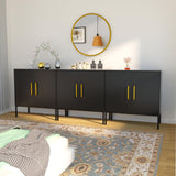 JOZZBY Buffet Cabinet with Storage, Accent Cabinet Modern Wooden Free Standing Sideboard with Adjustable Shelves, Black Side Cabinets for Living Room, Hallway, Set of 3 JOZZBY