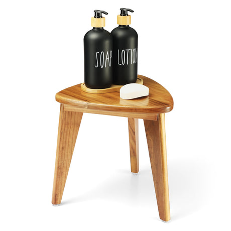 TeakAura Teak Shower Stool, Teak Shower Bench, Waterproof Wood Chair for Inside Shower, 12'' Spa Foot Rest for Shaving Legs, Organizer Teak Stool, Corner Seat for Bathroom Livingroom TEAKAURA