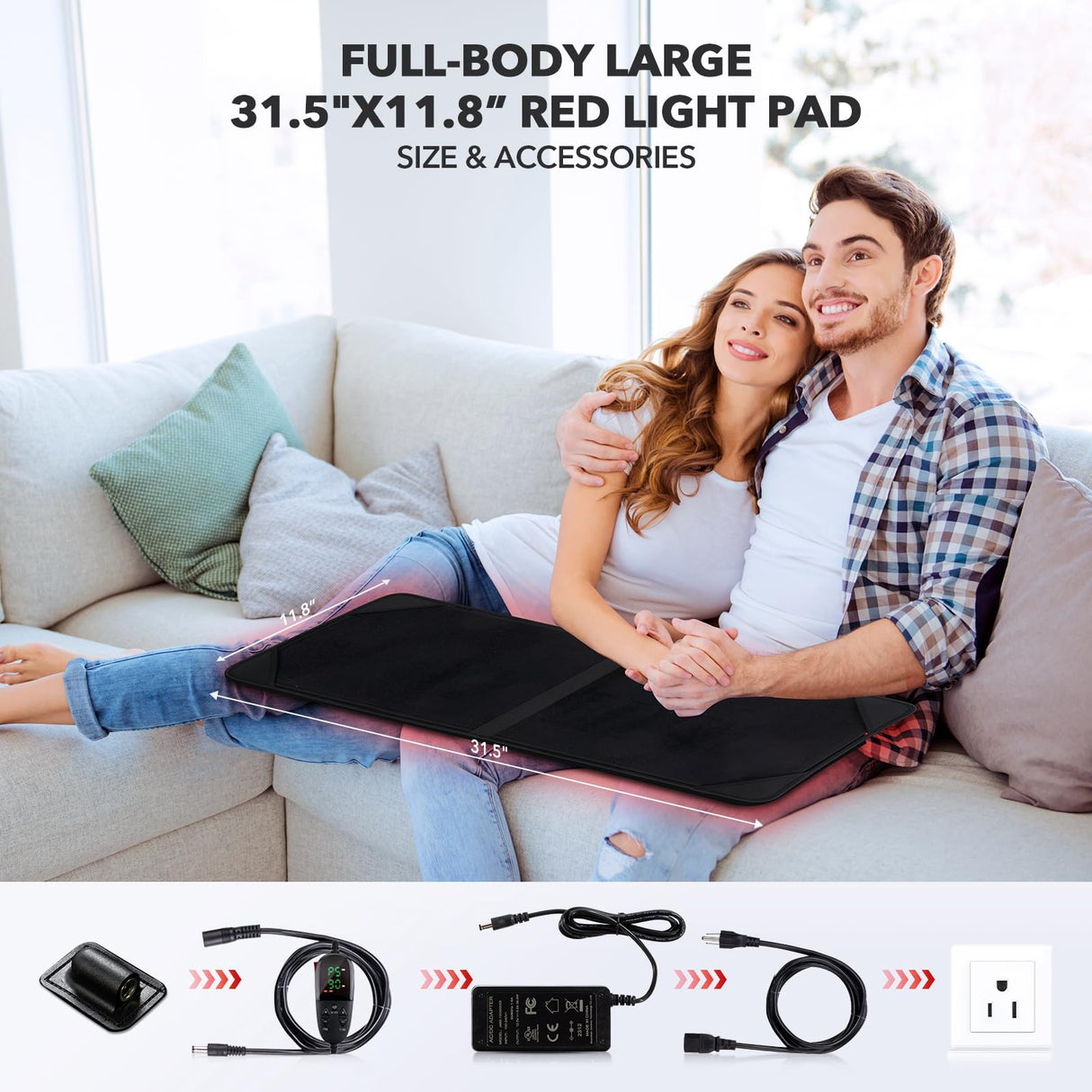 Red Light Therapy for Body, 31.5" * 11.8" Red Light Therapy Pad, Dual Chip Grade 360 LEDs 660nm & 850nm Infrared Light Therapy for Body Back Waist Shoulder Knee Joint Pain Relief, Gift for Women Men GMOWNW