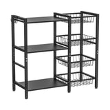 Hastatii Storage Rack Kitchen Baker's Rack - Utility Microwave Oven Stand with Steel Mesh Baskets Hastatii