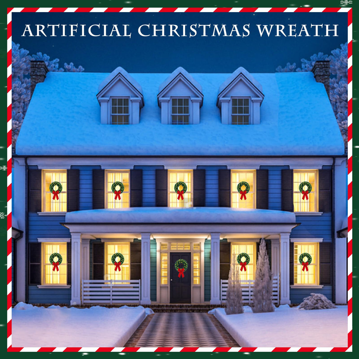 6 Pcs Lighted Outdoor Christmas Wreaths 15 Inch Cordless Pre-Lit Christmas Wreaths with Red Bow Battery Operated LED Xmas Wreath Ornaments for Windows Cabinets Outside Porch Decorations Classic Simihiran