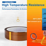 Valley'sYuMiao 4Rolls,10mm×108ft, Heat Transfer/Resistant Tape, Sublimation Tape for Transfer/Resistant, Heat Vinyl Press Tape, Polyimide Tape, No Residue, Total 432fts, Max Temp 500℉/260℃/533K Valley'sYuMiao