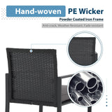 JOIVI 5 Pieces Patio Bistro Set, PE Wicker Outdoor Patio Furniture Set, Modern Rattan Patio Chairs with Table & Ottomans, Patio Conversation Sets for Balcony, Front Porch, Poolside, Gray Cushion JOIVI