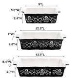Bekith 3-Piece Ceramic Baking Dishes with Handles, Casserole Dishes for Oven, Rectangular Deep Lasagna Pans, Porcelain Bakeware Sets for Baking Cake Kitchen, Cooking, Black and White Bekith