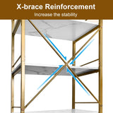 AT-VALY 5-Tier Bakers Rack with Storage Shelf,Free Standing Kitchen Storage Shelf Rack 23.6 L x 15.7 W x 62.6 H (Gold) AT-VALY