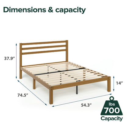 Zinus Leah Bamboo Platform Bed Frame with Headboard, No Box Spring Needed, Wood Slat Support, Easy Assembly, Full