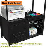 Furniouse 6-Tier Kitchen Bakers Rack with Power Outlet, Industrial Microwave Oven Stand with Shelves, Kitchen Utility Storage Shelf with Cabinet, Standing Kitchen Storage Rack (Black) Furniouse