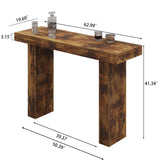 Tilayasig 63" Long Bar Table, Industrial Counter Height Pub Table, Narrow Kitchen Dining Table for Small Spaces, Breakfast Bar, Home Bar, Rustic Brown (Only Table) Tilayasig