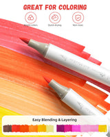 Simetufy 48 Colors Alcohol Markers Brush Tip, Coloring Markers for Adult Coloring Books, Dual Tip Alcohol Markers Brush Tip and Chisel Tip for Coloring, Drawing Simetufy