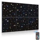 JBER Acoustic Panels, Self-Adhesive Soundproof Wall Art Painting with Fiber Optic Starlight Flashes, Celling Decoration - Fire & Noise Proof for Studio, Office, Home (Starry Sky, 72" × 48", 6Pcs) JBER