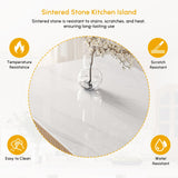 homary Kitchen Island Modern Wood Kitchen Island with Sintered Stone Top and Storage,Whitewash, Spacious Design for 2-3 Stools (Whitewash, 72'') homary