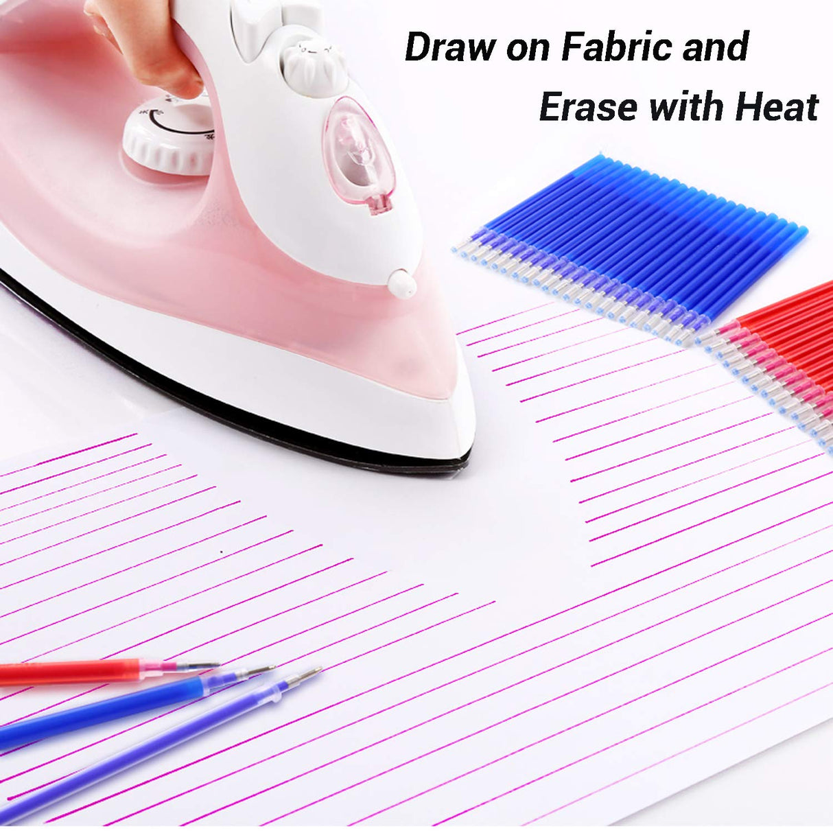 Heat Erasable Fabric White Marking Pens with 20 Refills for Tailors Sewing and Quilting Dressmaking, White Heat Erase Pens of Fabrics. iHMeiju