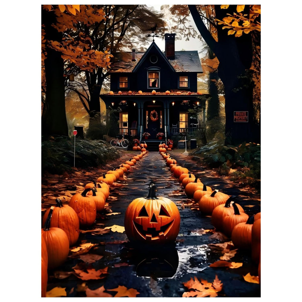 Halloween Paint by Numbers for Adult, Pumpkin Paint by Numbers Kit for Adults Beginners, DIY Landscape Acrylic Painting on Canvas for Home Wall Art Decor 16x20inch Mandun