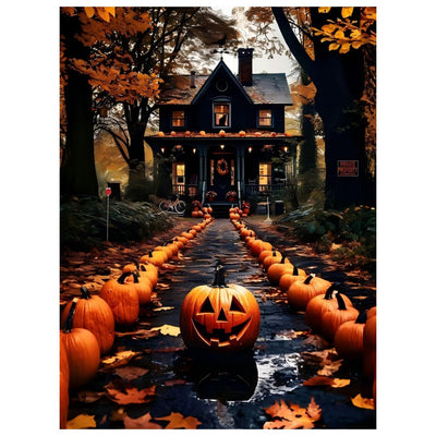 Halloween Paint by Numbers for Adult, Pumpkin Paint by Numbers Kit for Adults Beginners, DIY Landscape Acrylic Painting on Canvas for Home Wall Art Decor 16x20inch