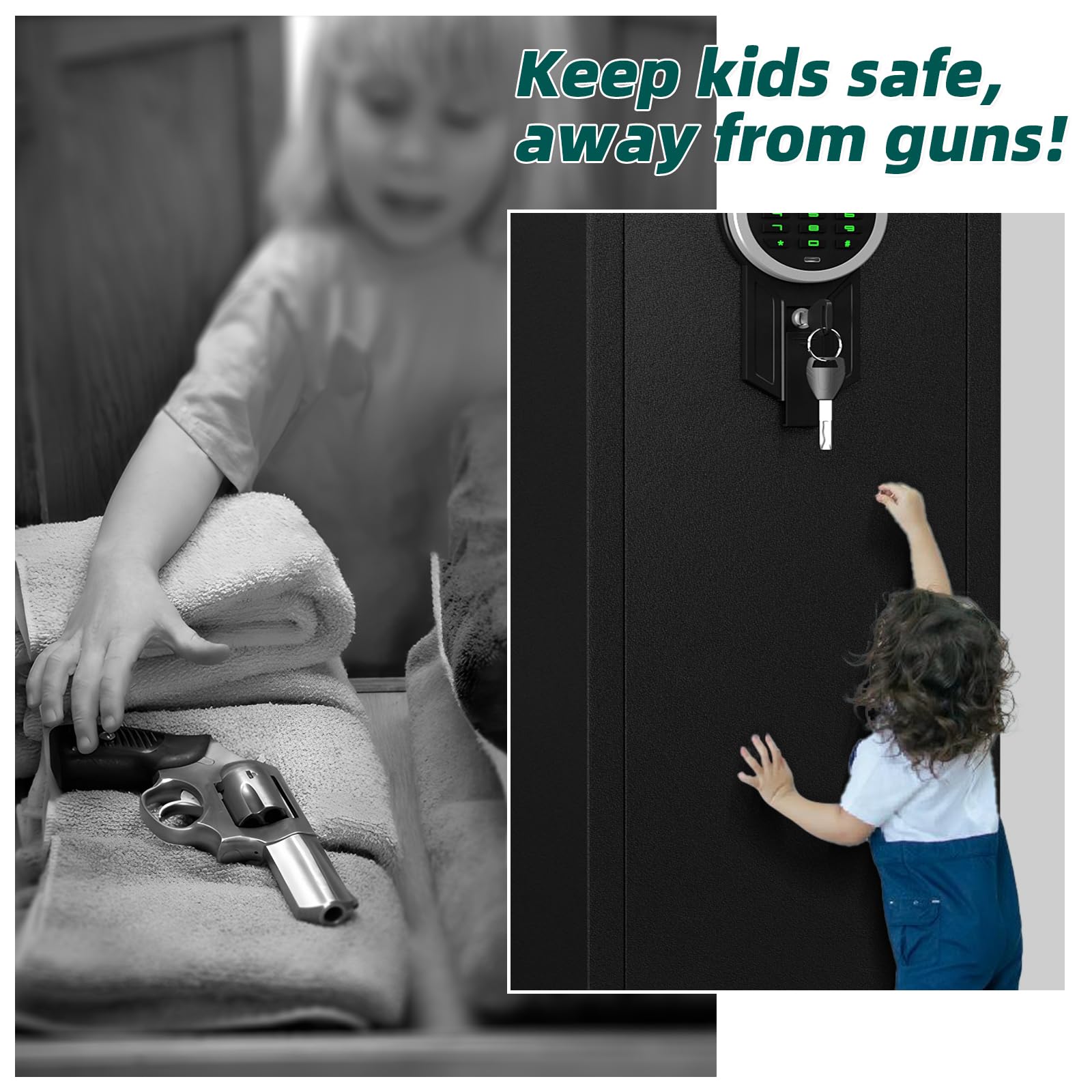 5-6 Rifle Gun Safe, Large Gun Cabinet for Home Rifles and Shotguns, Quick Access Gun Safe with LED Light and Removable Shelf - WoodArtSupply