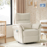 HULALA HOME Nursery Glider Recliner with Adjustable Headrest and Armrests, Power Swivel Rocker Recliner Chair with USB Port and Storage Bags, GREENGARD, FSC, CertiPUR-US® Certified, Beige HULALA HOME