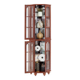 Anveffeg Corner Curio Cabinet with Glass Shelves, Tempered Glass Doors, Solid Wood Legs, 70H x 22W x 16.95D inches (Walnut) Anveffeg