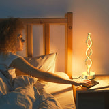 NUÜR Infinity Spiral LED Table Lamp Silver, Dimmable Metallic Bedside Lamp with Touch Controller, 3 Colour Temperature, 15.8 Inch Height, Decorative Lamp for Home, Living Room NUÜR