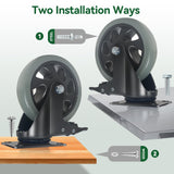 5 Inch Caster Wheels, Casters Set of 4 Heavy Duty, BZOLIHEU Locking Casters, Silent Top Plate Swivel Casters with Brake, Grey Polyurethane Castor Wheels for Furniture and Workbench Cart BZOLIHEU