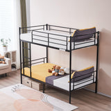 Karl home Black Bunk Bed Twin Over Twin, Metal Bunk Bed with Built-in Ladder and Safety Guardrail, Space-Saving Twin Bunk Beds for Kids, Teens & Adults, No Box Spring Karl home