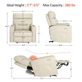 MCombo Triple Motor Oversized Lay Flat Power Lift Recliner Chair with Infinite Position, for 380lbs and Heights 5'7''-6'6" Big and Tall People, Adjustable headrest, Faux Leather R7177 (Cream White) MCombo