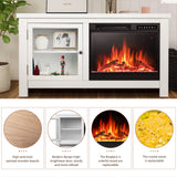 JAMFLY Electric Fireplace TV Stand Wood Mantel for TV Up to 48", Media Entertainment Center Fireplace Console Cabinet w/Storage Bin, Remote Control JAMFLY