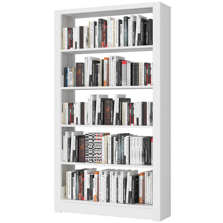 LyAosdFu Heavy Duty Metal Bookshelf, 5 Shelf Adjustable Bookcase, 69’’ Tall Modern Bookshelves, Open Book Shelf Organizer, Large Sturdy Book Case for Living Room, Library, Office, White Book Shelf LyAosdFu