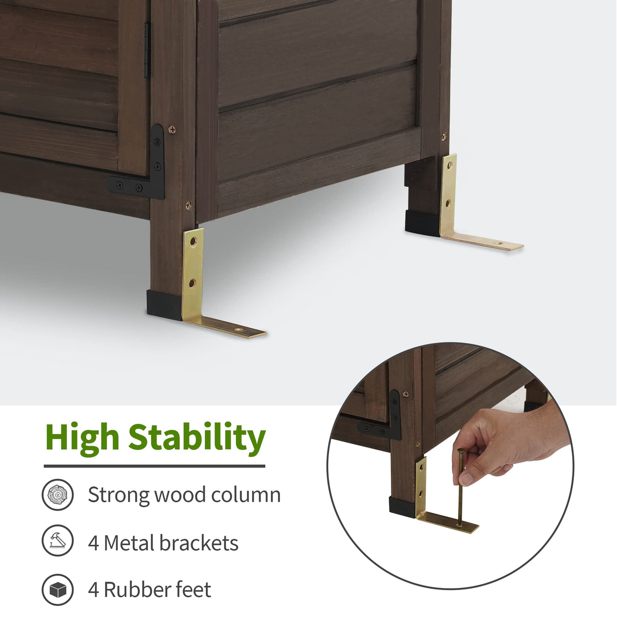 MCombo Outdoor Wood Storage Cabinet, Small Size Garden Wooden Tool Shed with Double Doors, Outside Tools Cabinet for Backyard (24.6”x 18.3”x38.2”) 0985 (Brown) MCombo