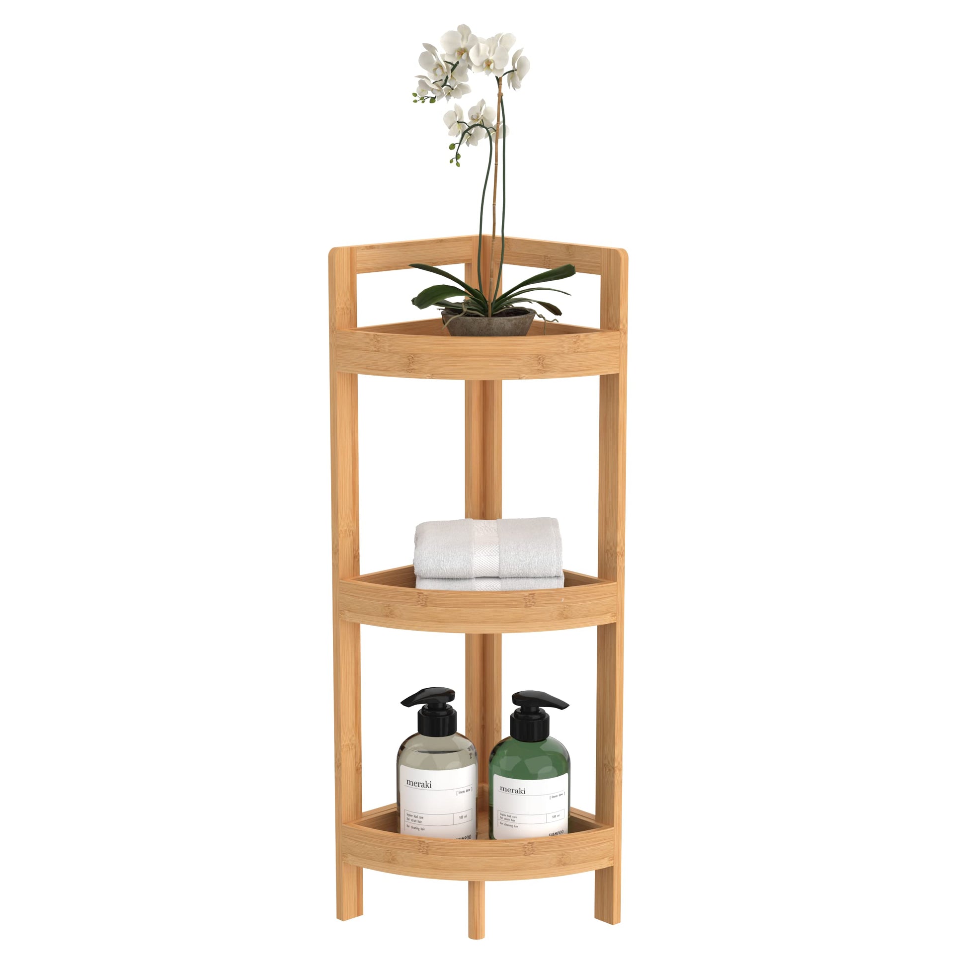 Bamboo Corner Shelf with 3 Tiers - Stylish Floor Standing Unit for Small Spaces by ClosetMaid - WoodArtSupply