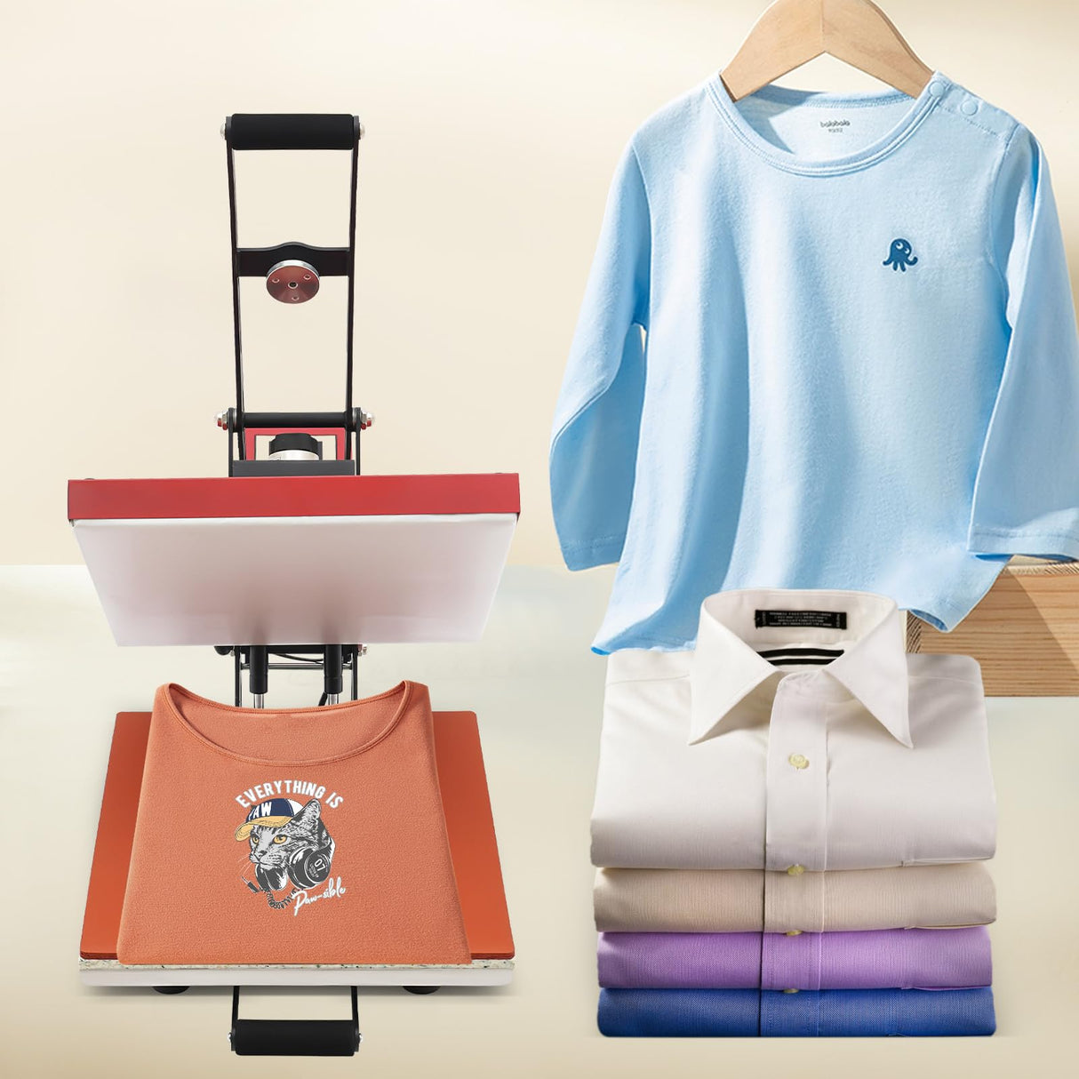 Heat Press 16"X20", 1800W Electromagnetic Semi-Automatic Heat Press Machine - Clamshell Slide Out Base T-Shirt Press Heavy Duty Heat Transfer Machine Fast Heating for T-Shirt, Mug, Hat Plate, Cap AOOCHU