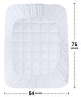Utopia Bedding Full Mattress Pad, Quilted Fitted Premium Mattress Protector, Deep Pocket Cover Stretches up to 16 Inches, Fluffy Pillow Topper (54x75 Inches, White) Utopia Bedding