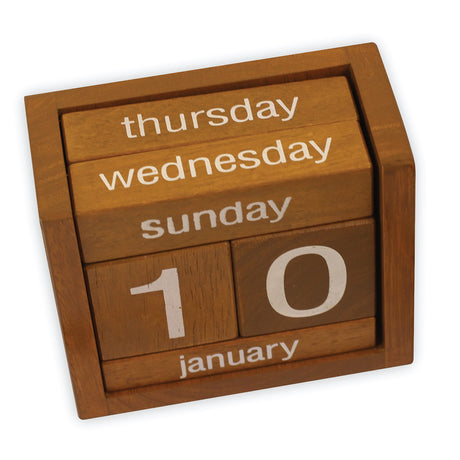 BSIRI Wooden Desk Calendar - Mini Decor Perpetual Calendar Gifts Dad Gifts Mom Office Block Kitchen Home Gifts Monthly Small Planner Family Birthday Calendar Tags Perpetual for New Year BSIRI