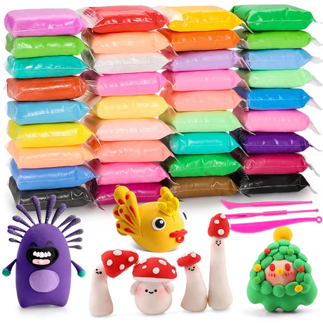 EDIFON Air Dry Clay Kit, 36 Colors Modeling Clay with Tools, Ultra Light, Safe and Non-Toxic, Ideal Gift for Kids (36 Colors+ Tools) EDIFON