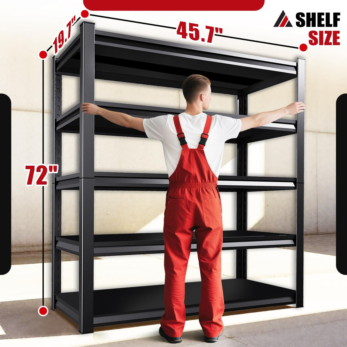 ZIWJHK 72''H*46W'' Garage Shelving, 3000lb Heavy Duty Shelving, Adjustable Metal Shelving Garage Storage Shelves 5 Tier Utility Shelf Unit Metal Shelf Rack for Basement Industrial Black ZIWJHK