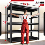 ZIWJHK 72''H*46W'' Garage Shelving, 3000lb Heavy Duty Shelving, Adjustable Metal Shelving Garage Storage Shelves 5 Tier Utility Shelf Unit Metal Shelf Rack for Basement Industrial Black ZIWJHK