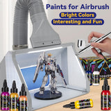 T TOGUSH Airbrush Acrylic Paint Set 28 Colors Non Toxic Water Based Paints 30ml/1.07oz for Canvas Glass Wood Matte Quick Drying Ready to Spray for Hobby Miniature Model T TOGUSH