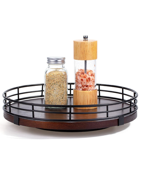 BAMBOO LAND- Lazy Susan Turntable Organizer, 9", Walnut Lazy Susan for Table Top, Wooden Lazy Susan, Wood Lazy Susan, Lazy Susan for Dining Table, Table Lazy Susan Wood, Table Lazy Susan Turntable BAMBOO LAND