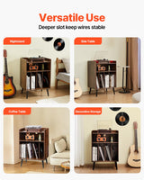 VEVOR Record Player Stand with LED Light, 3 Tiers Turntable Stand with Charging Station & USB Ports, Holds up to 150 Albums, Vinyl Record Storage Cabinet with Display Shelf for Bedroom, Living Room VEVOR