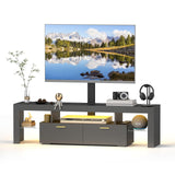 Redkey Modern TV-Stand with Mount - TV Console with 2AC Outlets - Television Stands with RGB Led Light for 70 75 80 Inch TVs - Double Cabinet - Open Glass Shelves - Pure Black Redkey