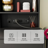 JUMMICO 39.3'' Vanity Desk with LED Lighted Mirror &Power Outlet, Makeup Vanity Table with 4 Large Drawers and 3 Storage Shelves, 3 Model Adjustable Lights for Bedroom & Dressing Room(Black) JUMMICO