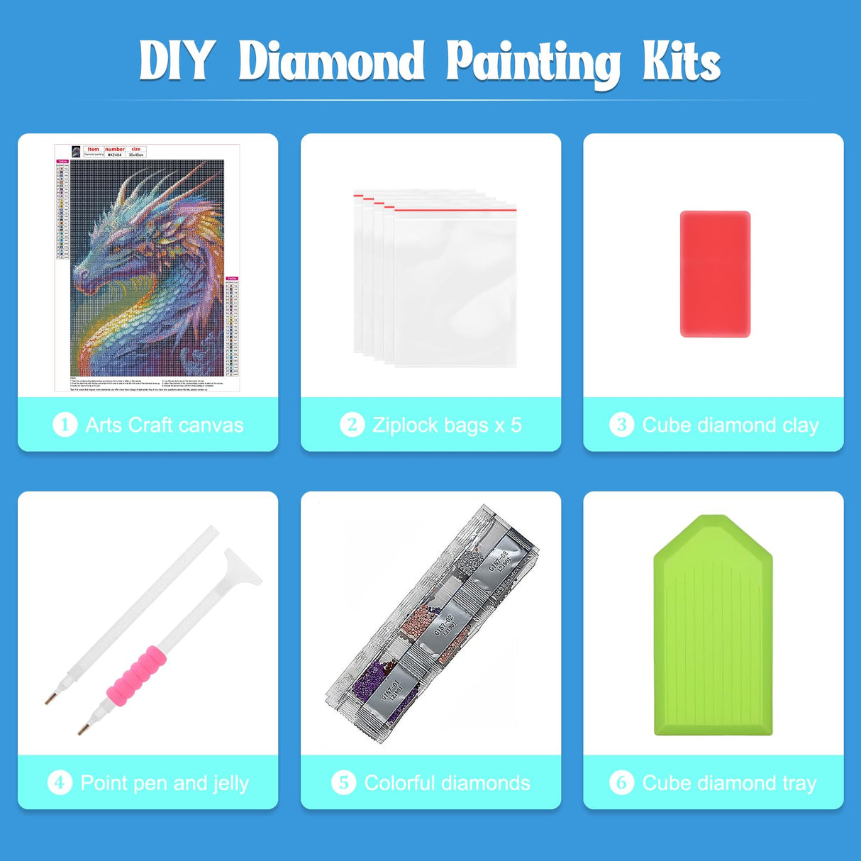 NAIMOER Dragon Diamond Painting Kits for Adults, 5D Dragon Diamond Art Kits for Adults, DIY Full Drill Diamond Painting Animals Diamond Arts for Home Decor 30x40cm NAIMOER