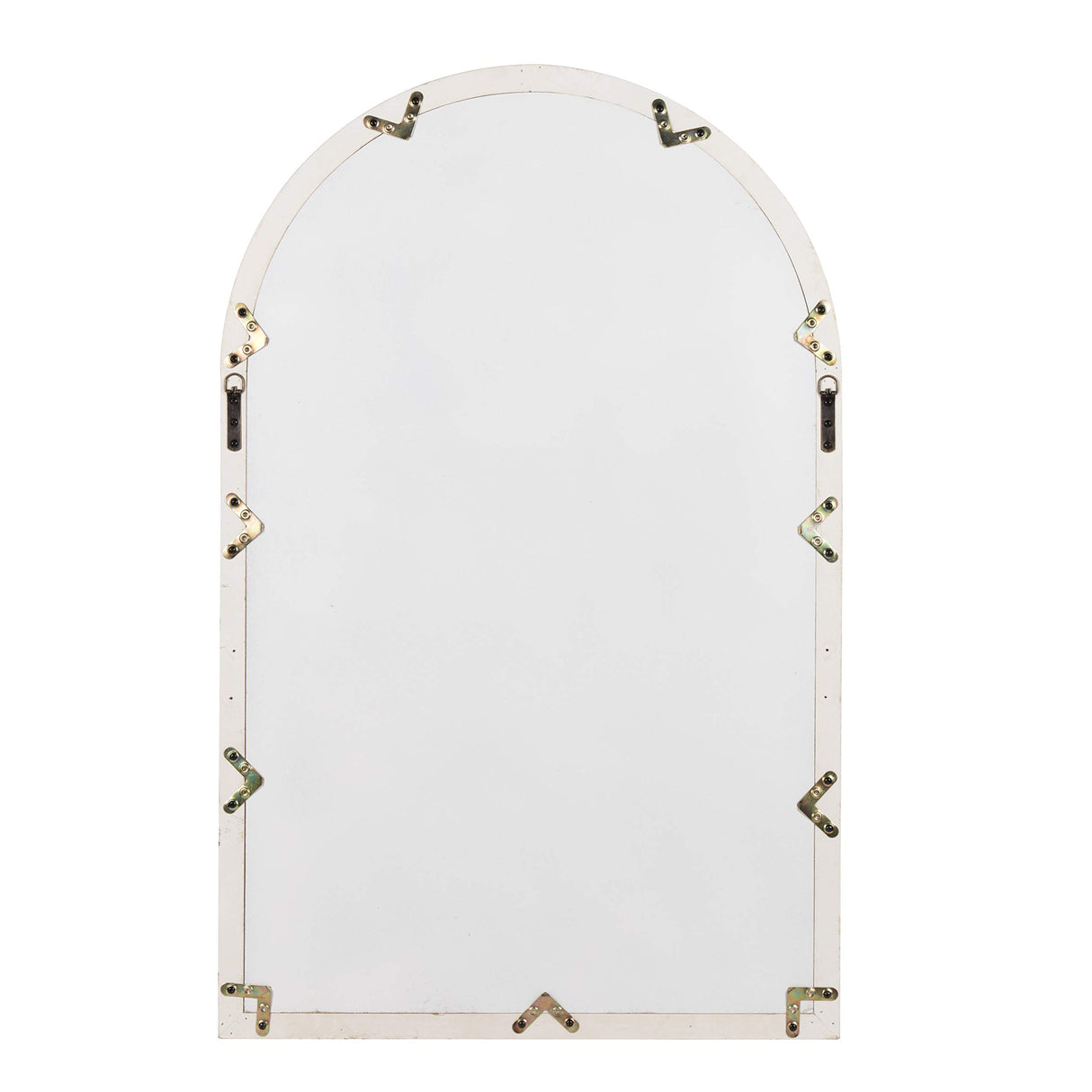 Kate and Laurel Boldmere Large Traditional Wood Windowpane Arch Mirror, 28x44, Rustic Brown and White Kate and Laurel