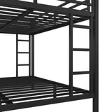 Queen Over King Bunk Bed for Adults, Teens, Queen Over King Bunk Beds with 2 Ladder and Full Length Guardrail, Heavy Buty Bunk Beds with Noise-Reducing Rubber Stoppers, Black Bellemave