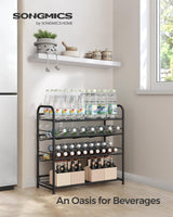 SONGMICS Shoe Rack, 4 Tier Shoe Organizer for Closet, Holds up to 16 Pairs of Shoes, Shoe Rack for Front Door Entrance, Metal Shoe Shelf with Adjustable Tilt Angle, for Entryway, Garage, Black SONGMICS