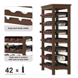 SONGMICS 42-Bottle Wine Rack Free Standing Floor, 7-Tier Display Wine Storage Shelves with Table Top, Bamboo Wobble-Free Bottle Holder for Kitchen Bar Dining Room Living Room, Walnut Color UKWR27WL SONGMICS