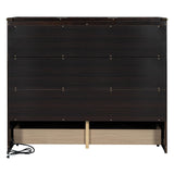 P PURLOVE Full Size Murphy Bed,Solid Wood Murphy Bed Frame with USB Port and a Large Drawer,Murphy Cabinet Bed Espresso P PURLOVE